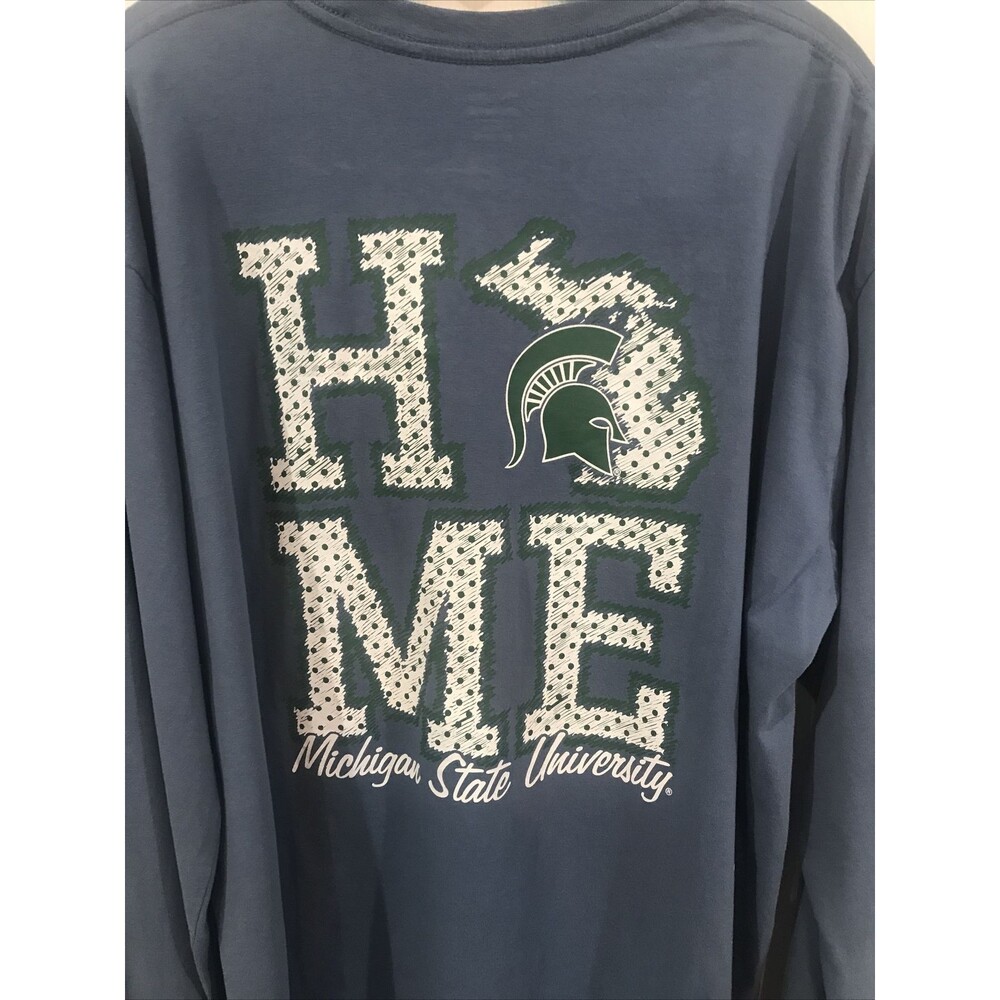 Michigan State Spartans Women's Plus Size LS T Shirt Blue 2X Knights Apparel